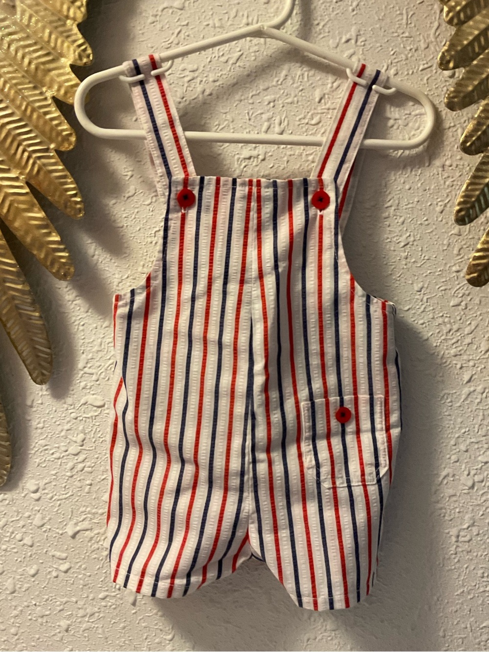 Vintage Overalls patriotic striped nautical